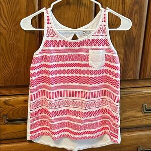 Old Navy White and Pink Patterned Girls' Tank Top